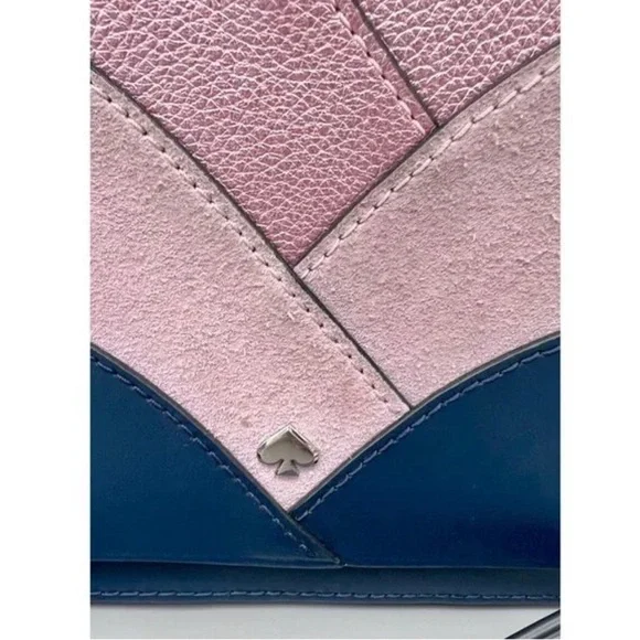 Kate Spade Pink and Blue Bag like new Nadine Patchwork Medium Flap Shoulder Bag - Picture 7 of 14